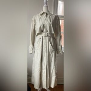 🧥 Size M/L - SANYO by Carol Cohen Women's Long Trench Coat - Cream